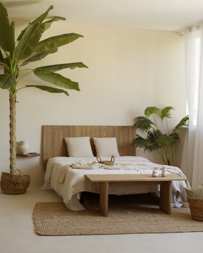 Deco Wood Cabecero De Madera Maciza En Tono Roble Oscuro De 80cm