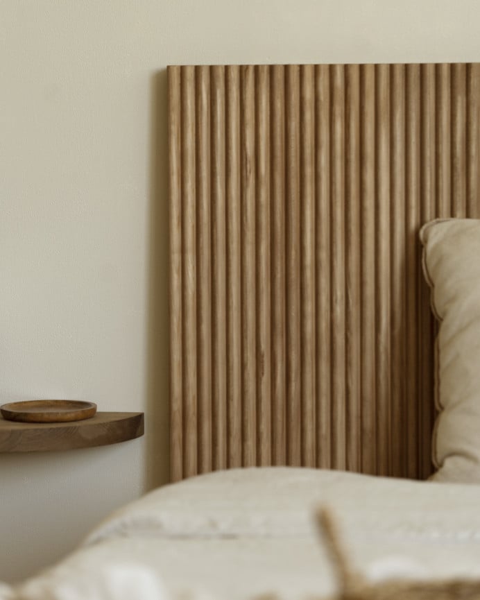 Deco Wood Cabecero De Madera Maciza En Tono Roble Oscuro De 80cm