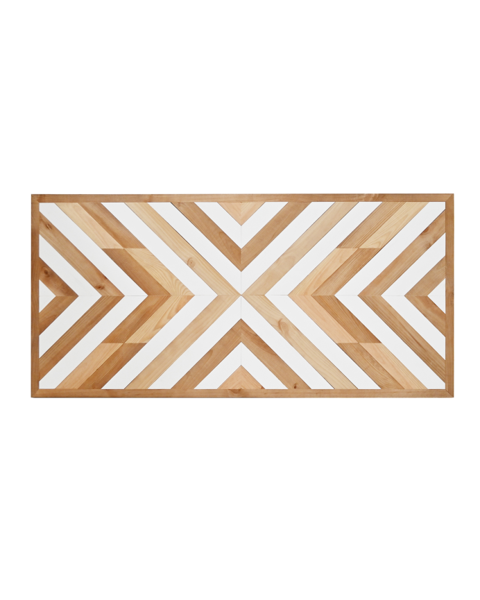 Deco wood Cabecero de madera maciza en tono roble oscuro natural y blanco de 163x84cm