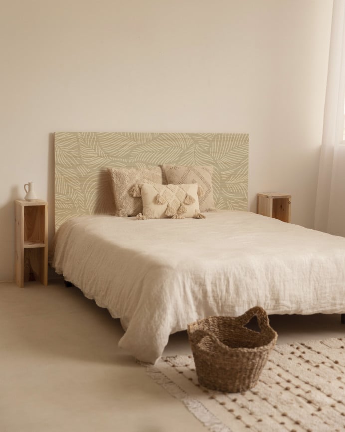 Deco Wood Cabecero De Madera Maciza Estampado De 90x80cm