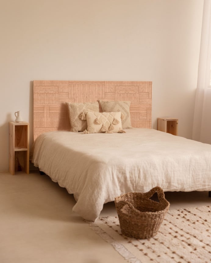 Deco Wood Cabecero De Madera Maciza Estampado De 90x80cm