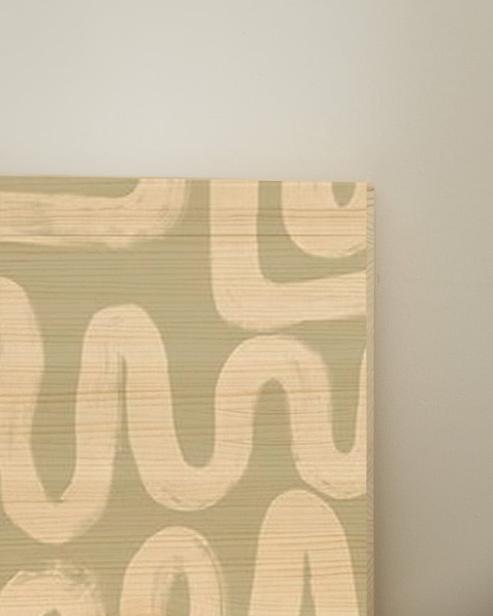 Deco Wood Cabecero De Madera Maciza Estampado De 90x80cm