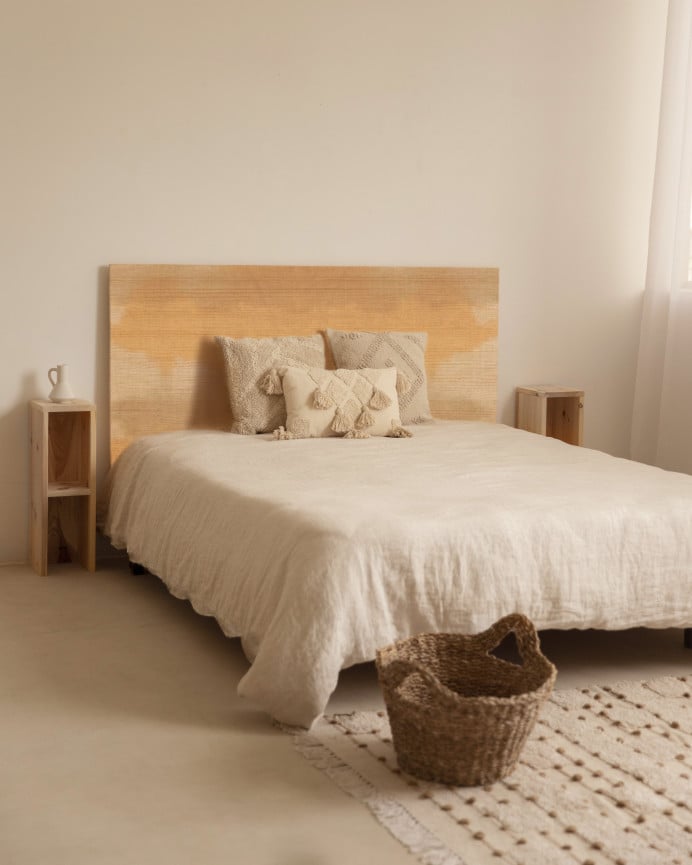 Deco Wood Cabecero De Madera Maciza Estampado De 90x80cm