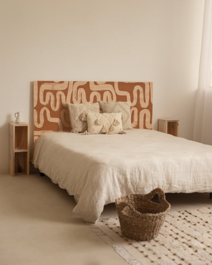 Deco Wood Cabecero De Madera Maciza Estampado De 90x80cm