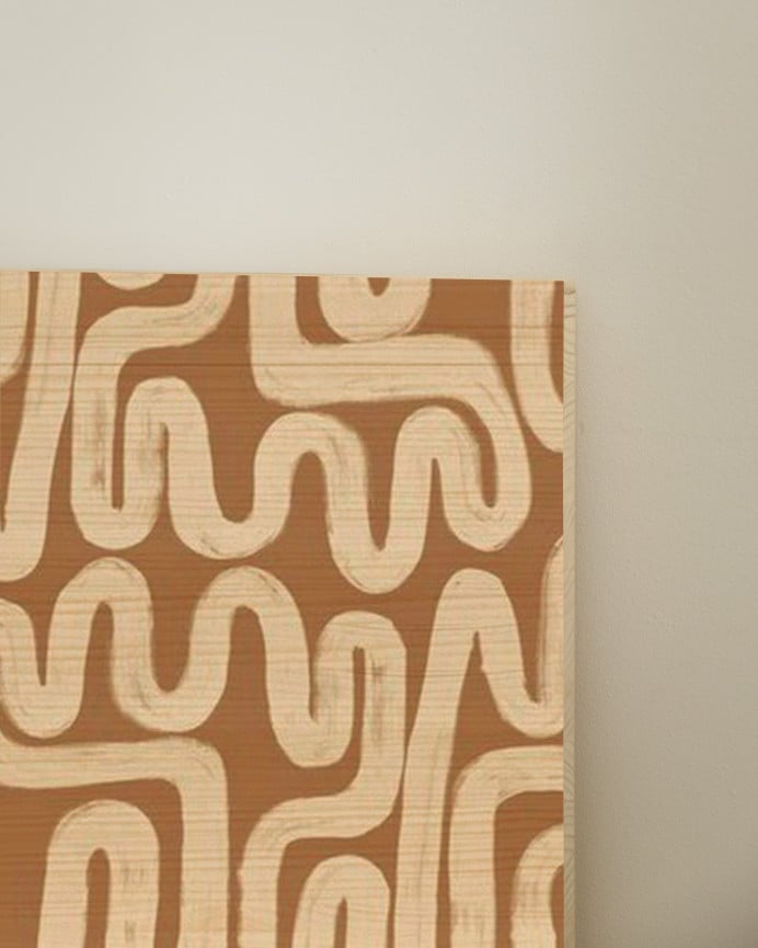 Deco Wood Cabecero De Madera Maciza Estampado De 90x80cm