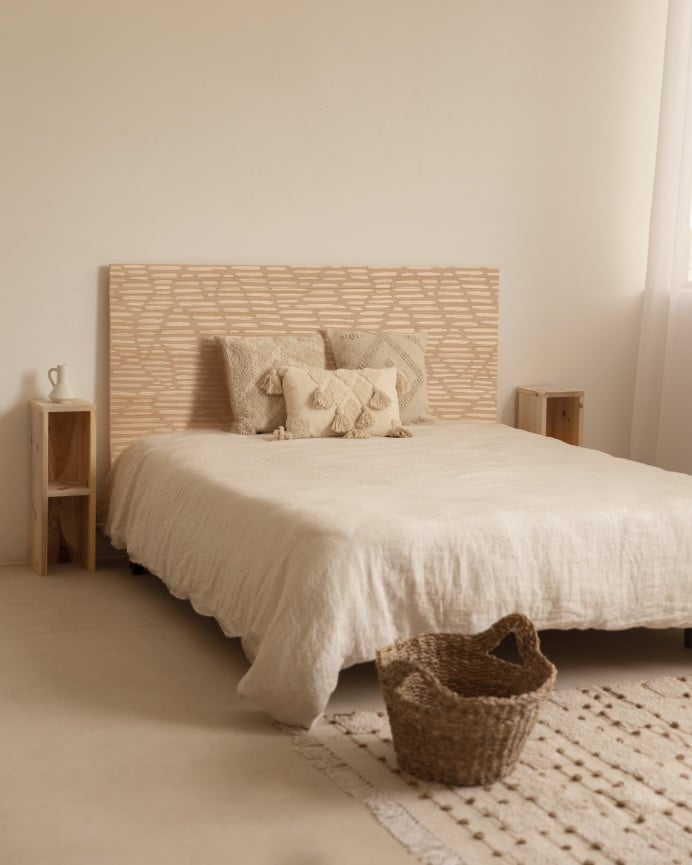 Deco Wood Cabecero De Madera Maciza Estampado De 90x80cm