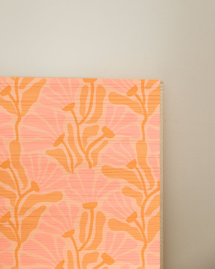 Deco Wood Cabecero De Madera Maciza Estampado De 90x80cm