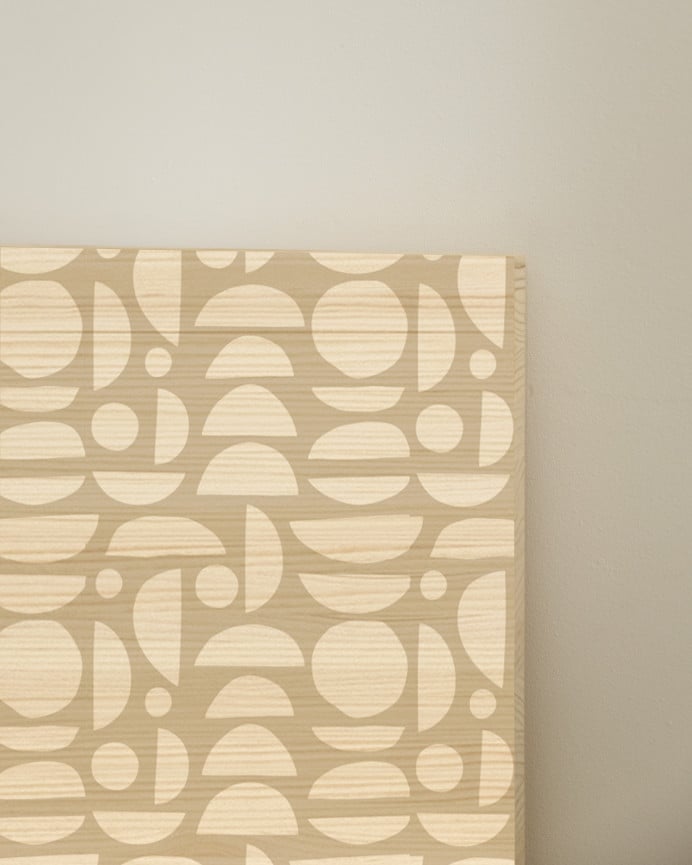 Deco Wood Cabecero De Madera Maciza Estampado De 90x80cm