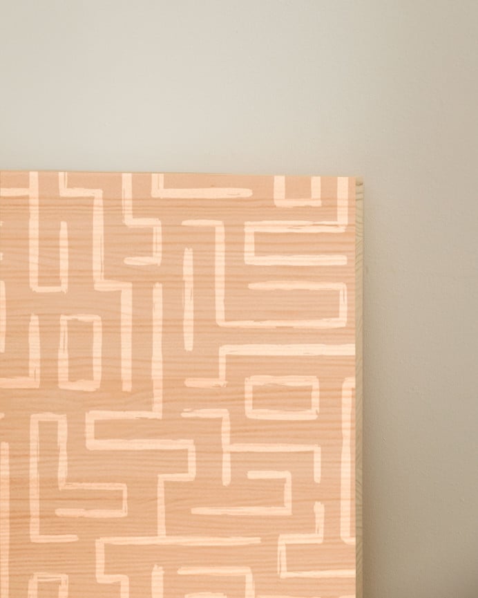 Deco Wood Cabecero De Madera Maciza Estampado De 90x80cm