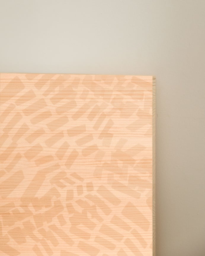 Deco Wood Cabecero De Madera Maciza Estampado De 90x80cm