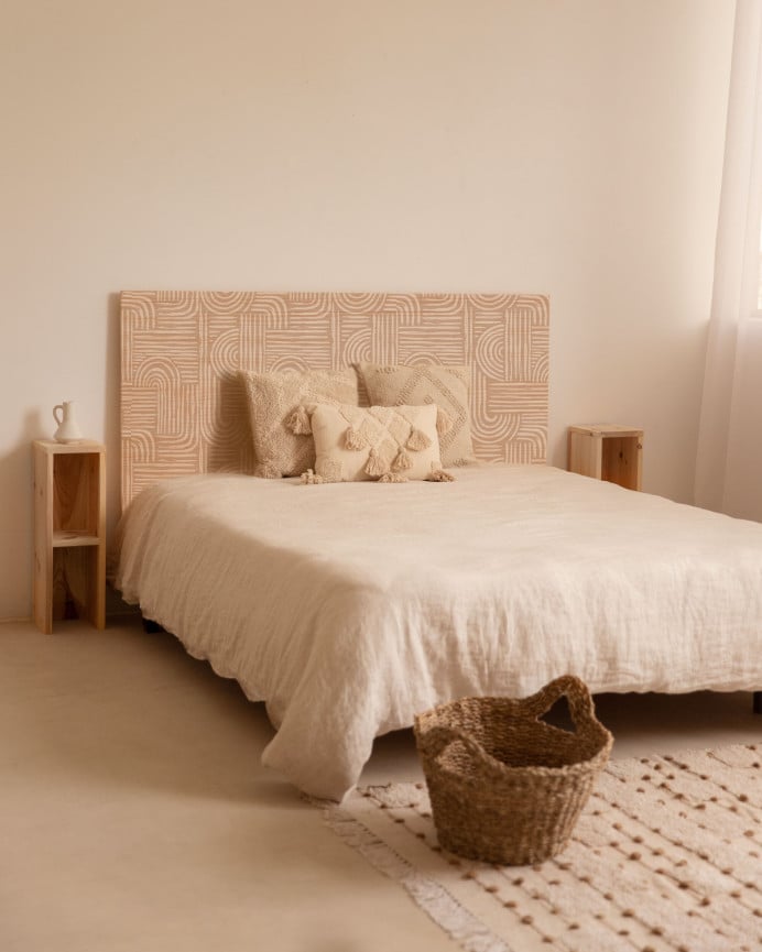 Deco Wood Cabecero De Madera Maciza Estampado De 90x80cm