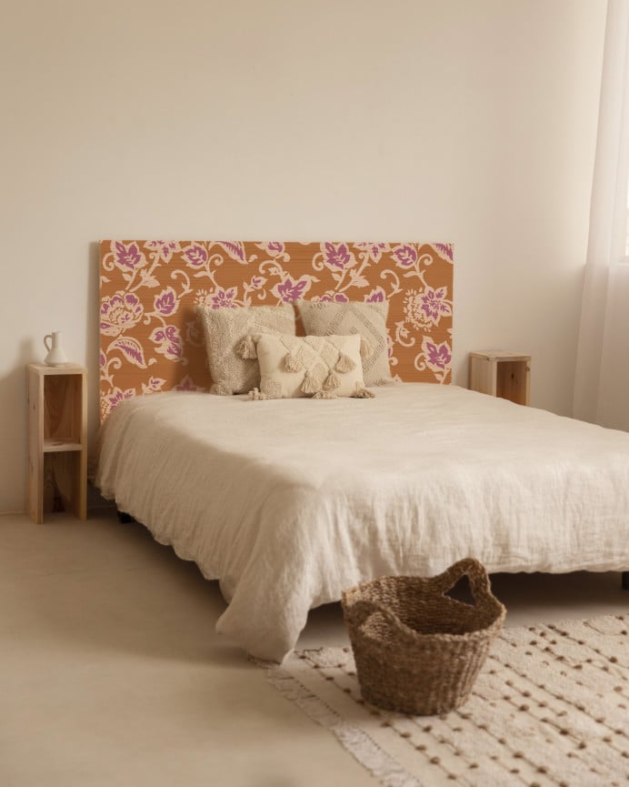 Deco Wood Cabecero De Madera Maciza Estampado De 90x80cm