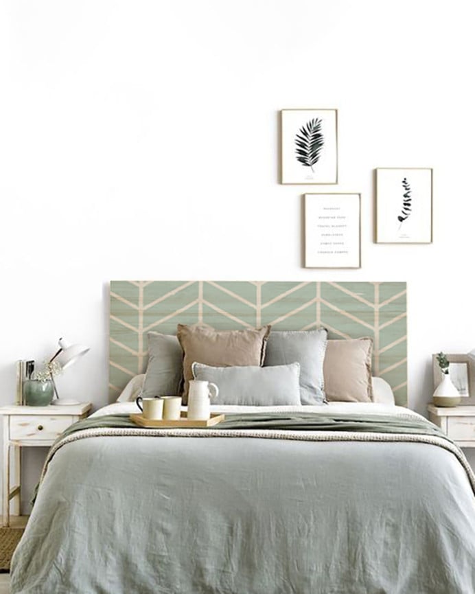 Deco Wood Cabecero De Madera Maciza Estampado Motivo Espiga Ll En Tono Natural De 90x80cm