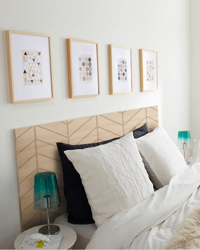 Deco Wood Cabecero De Madera Maciza Estampado Motivo Espiga L En Tono Natural De 90x80cm