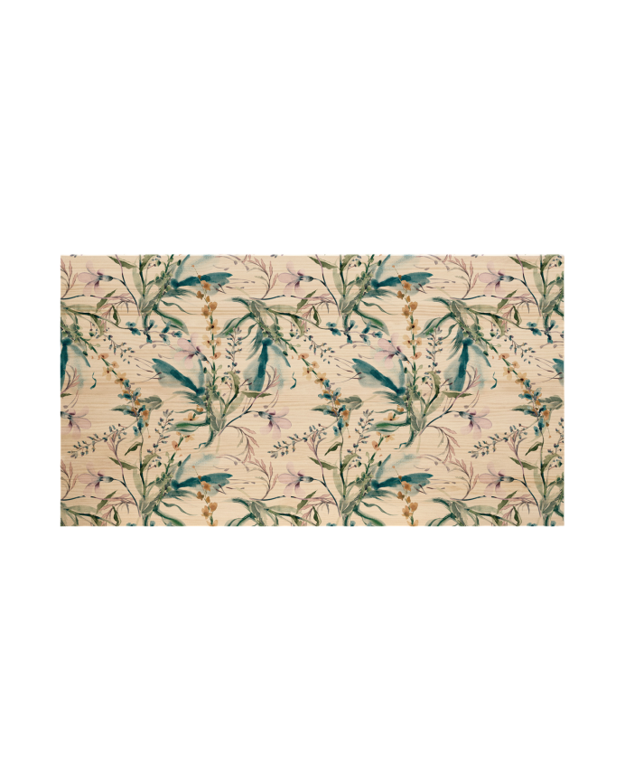 Deco wood Cabecero de madera maciza estampado motivo Floral romántico decapado de 90x80cm