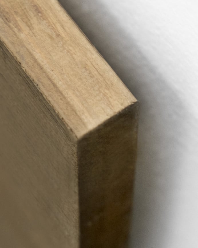 Deco Wood Cabecero De Madera Maciza Estampado Motivo Flores Acuarelas En Tono Roble Oscuro De 90x80cm