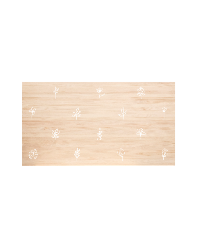 Deco wood Cabecero de madera maciza estampado motivo Flores one line en tono natural de 90x80cm