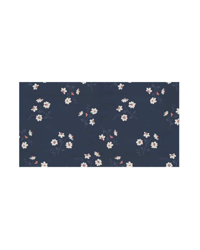 Deco wood Cabecero de madera maciza estampado motivo Flower azul decapado de 90x80cm