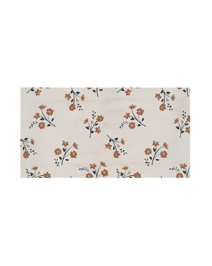 Deco wood Cabecero de madera maciza estampado motivo Flower natural decapado de 90x80cm