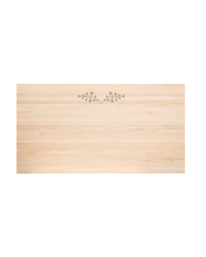 Deco wood Cabecero de madera maciza estampado motivo Hojas beige decapado de 90x80cm