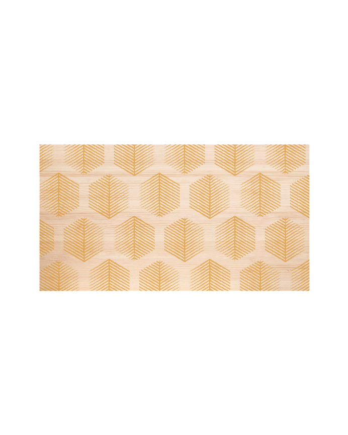 Deco wood Cabecero de madera maciza estampado motivo Hojas hexagonales II en tono natural de 90x80cm