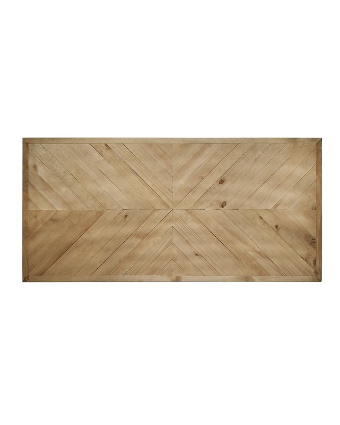 Deco wood Cabecero de madera maciza estilo étnico en tono roble oscuro de 80x165cm