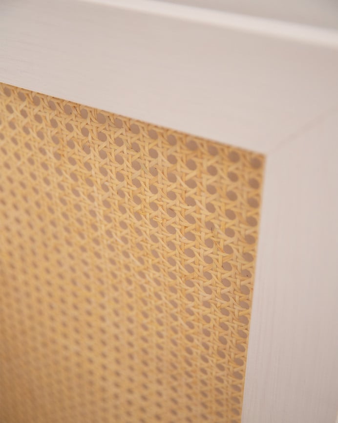 Deco Wood Cabecero De Madera Maciza Y Cannage En Tono Blanco De 100x60cm
