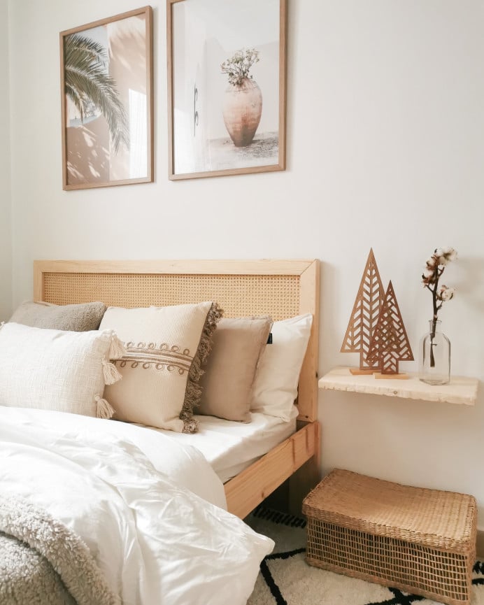 Deco Wood Cabecero De Madera Maciza Y Cannage En Tono Natural De 100x60