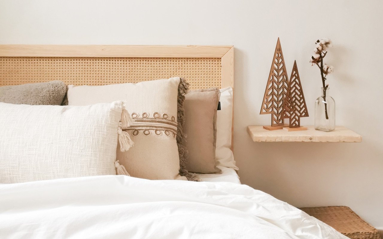 Deco Wood Cabecero De Madera Maciza Y Cannage En Tono Natural De 100x60