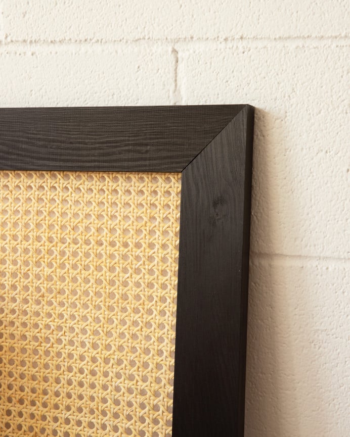 Deco Wood Cabecero De Madera Maciza Y Cannage En Tono Negro De 100x60cm