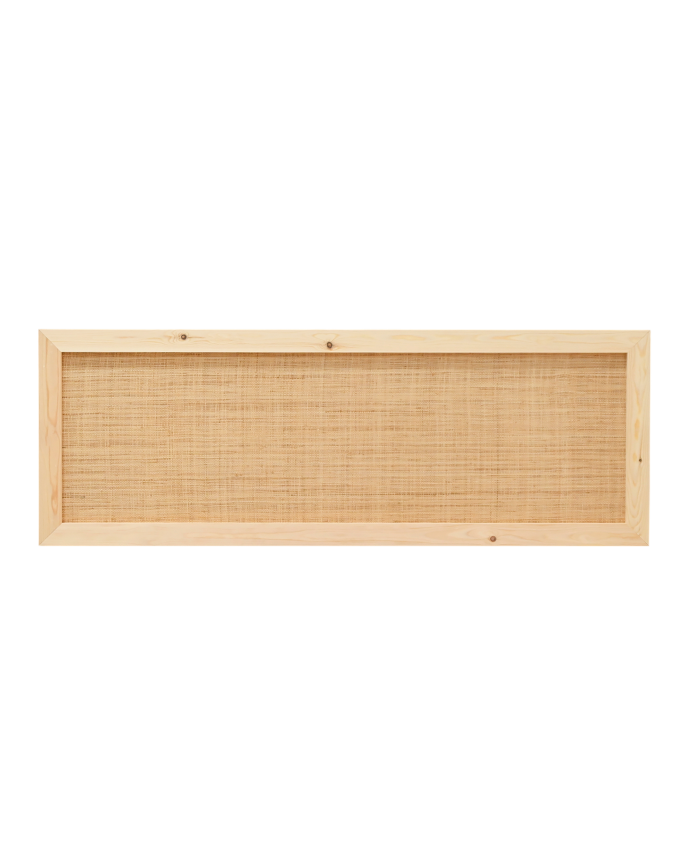 Deco wood Cabecero de madera maciza y rafia en tono natural de 100cm