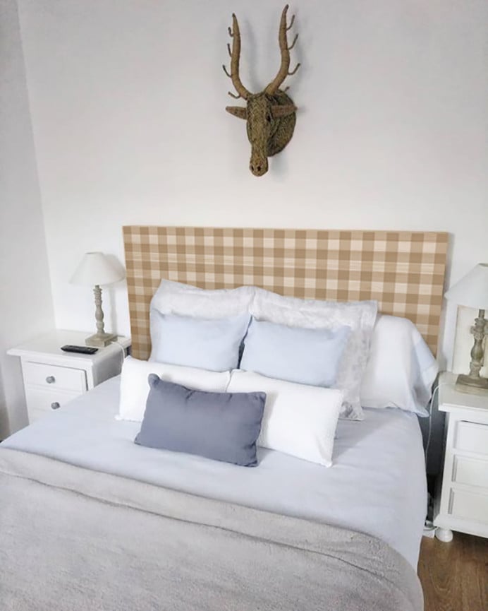 Deco Wood Cabecero Natural 'Cuadros Vichy II' 90x80cm