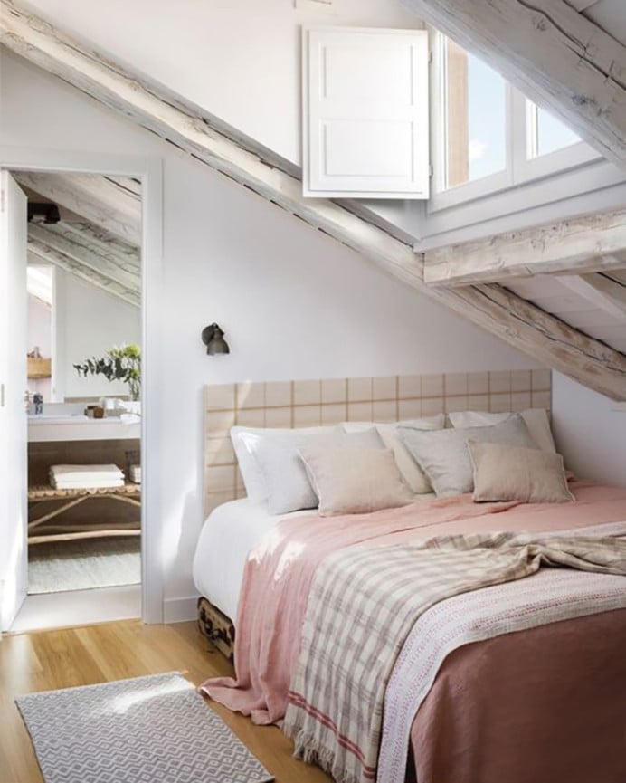 Deco Wood Cabecero Natural 'Cuadros Vichy IV' 90x80cm