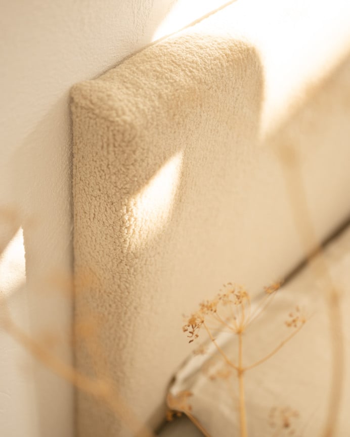 Deco Wood Cabecero Tapizado De Algodón En Color Beige De 90x80cm