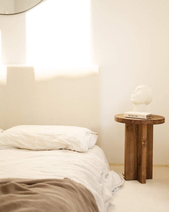 Deco Wood Cabecero Tapizado De Algodón En Color Hueso De 90x80cm