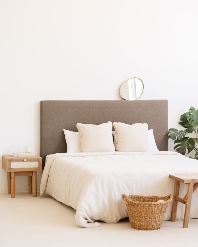 Deco Wood Cabecero Tapizado De Algodón En Color Marron De 90x80cm