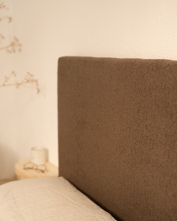 Deco Wood Cabecero Tapizado De Algodón En Color Marrón De 90x80cm