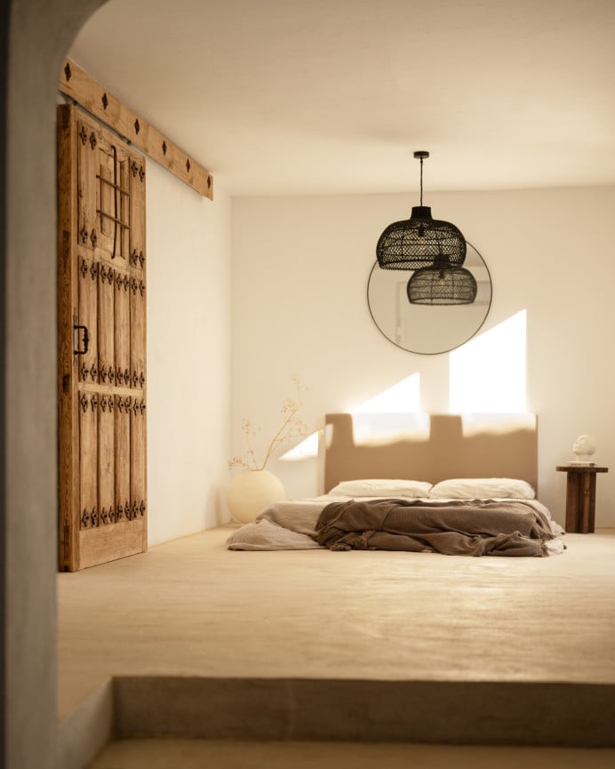 Deco Wood Cabecero Tapizado De Algodón En Color Taupe De 90x80cm