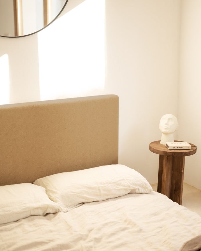 Deco Wood Cabecero Tapizado De Algodón En Color Taupe De 90x80cm