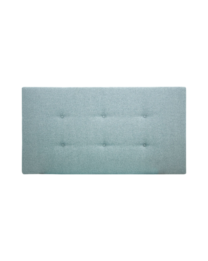 Deco wood Cabecero tapizado de poliester con botones en color verde azulado de 90x80cm