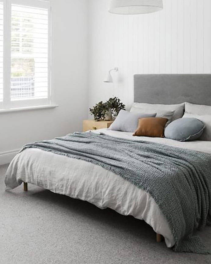 Deco Wood Cabecero Tapizado De Poliester Con Botones En Color Gris De 90x80cm