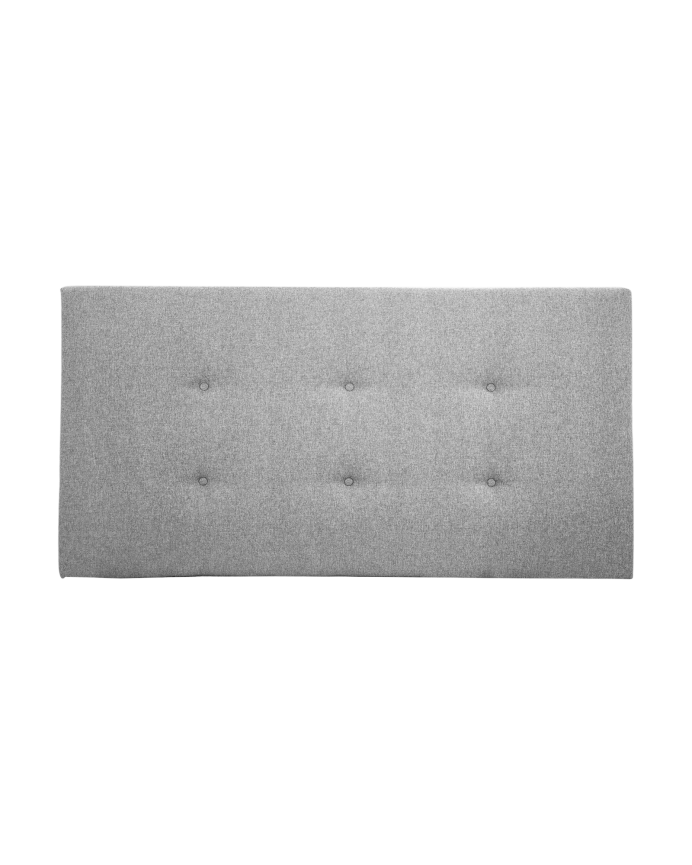 Deco wood Cabecero tapizado de poliester con botones en color gris de 90x80cm