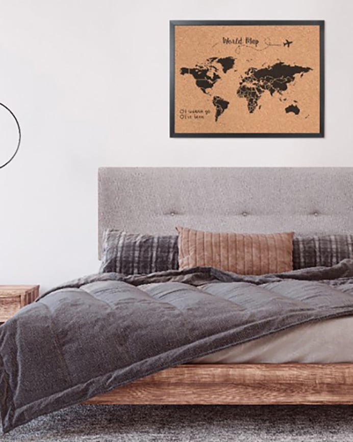 Deco Wood Cabecero Tapizado De Poliester Con Botones En Color Lavanda De 90x60cm