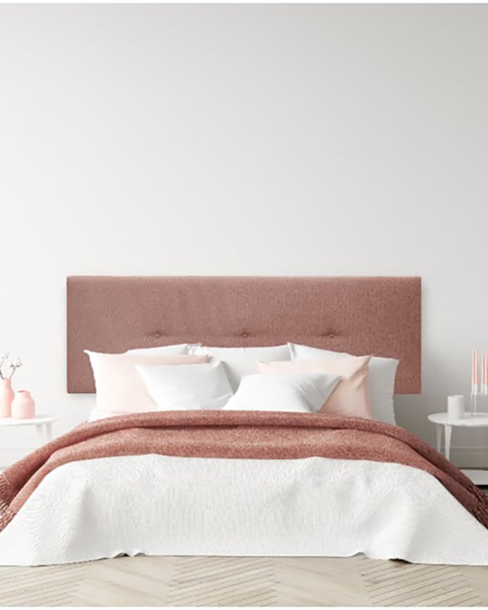 Deco Wood Cabecero Tapizado De Poliester Con Botones En Color Naranja De 90x60cm