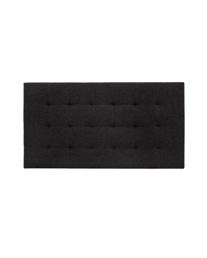Deco wood Cabecero tapizado de poliester con pliegues en color negro de 90x80cm