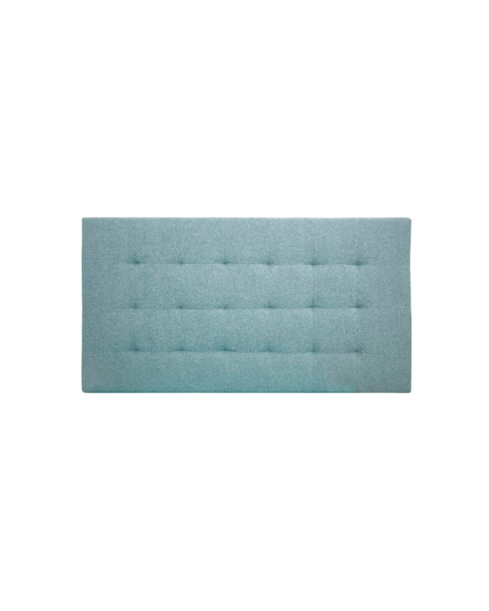 Deco wood Cabecero tapizado de poliester con pliegues en color azul de 90x80cm