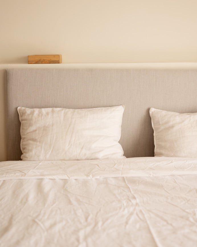 Deco Wood Cabecero Tapizado De Poliester Liso En Color Hueso De 90x60cm