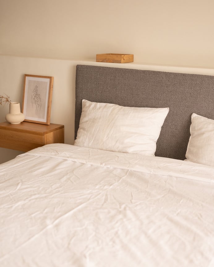 Deco Wood Cabecero Tapizado De Poliester Liso En Color Marrón De 90x60cm