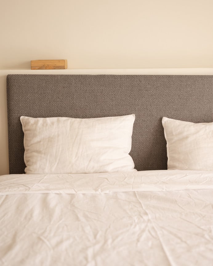 Deco Wood Cabecero Tapizado De Poliester Liso En Color Marrón De 90x60cm