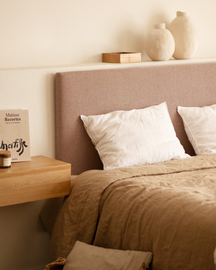 Deco Wood Cabecero Tapizado De Poliester Liso En Color Naranja De 90x60cm